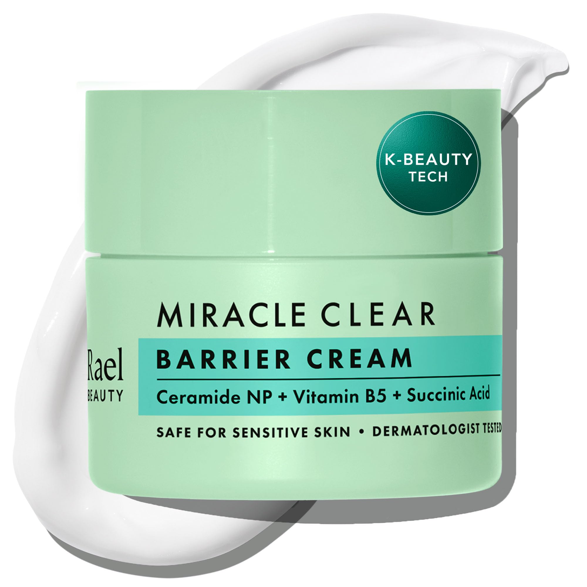Rael Miracle Clear Face Barrier Cream - Korean Skincare, Oil-Free Moisturiser for Acne Prone Sensitive & Oily Skin, Lightweight, w/Ceramide NP, Vitamin B5 Panthenol, Succinic Acid, Vegan (53ml)