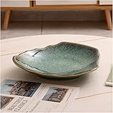 QJWCYQNIUBI Ceramic Decorative Dish for Kitchen Counter,12'' Large Decorative Bowl, Key Bowl for Entryway Table, Modern Centerpiece Decor Dish for Home Decor Accents.(GREEN)