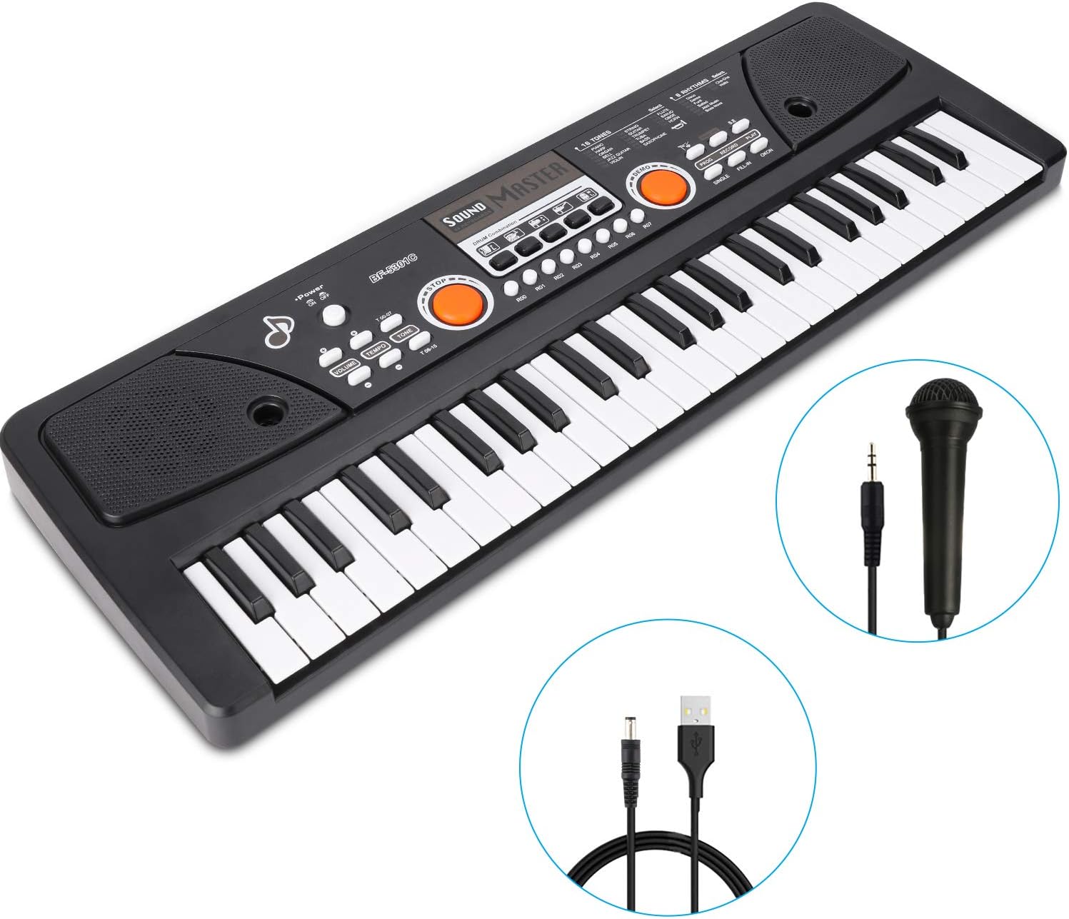 RenFox 49 Key Piano Keyboard Portable Electronic Kids Piano Keyboard Beginner Digital Music Piano Keyboard & Microphone Teaching Toy Gift for Kids Boy Girl