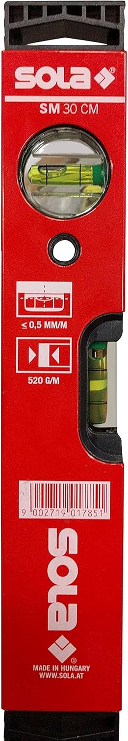 SOLA SM30RED - Nivel de burbuja de perfil Tubular SM Red (300 mm), Unique