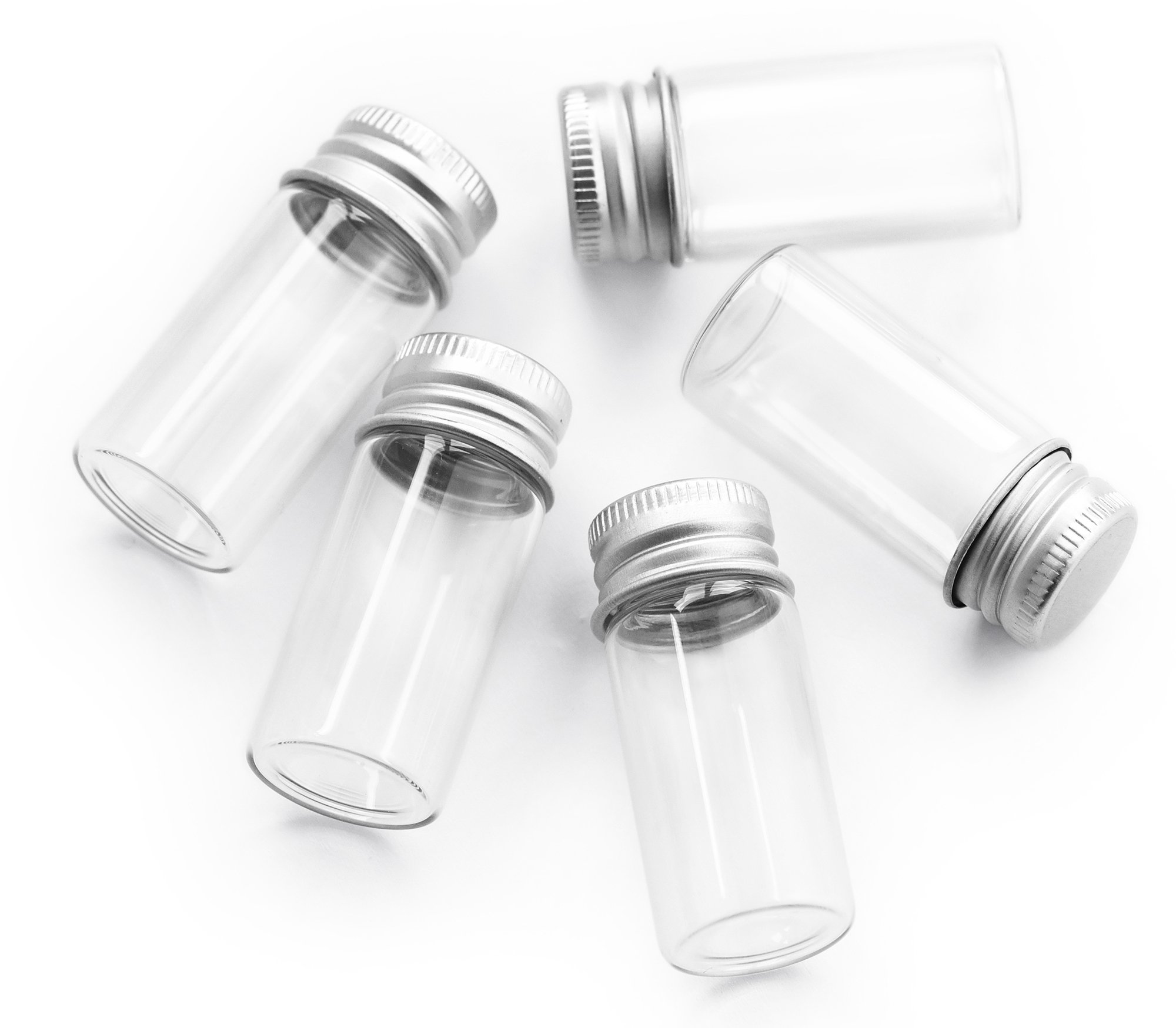 FiveSeasonStuff 35pcs 10ml Glass Bottles Mini Glass Bottles Sample Bottle Wish Bottles with Aluminium Lid for Decoration, Gift, DIY. — image 1
