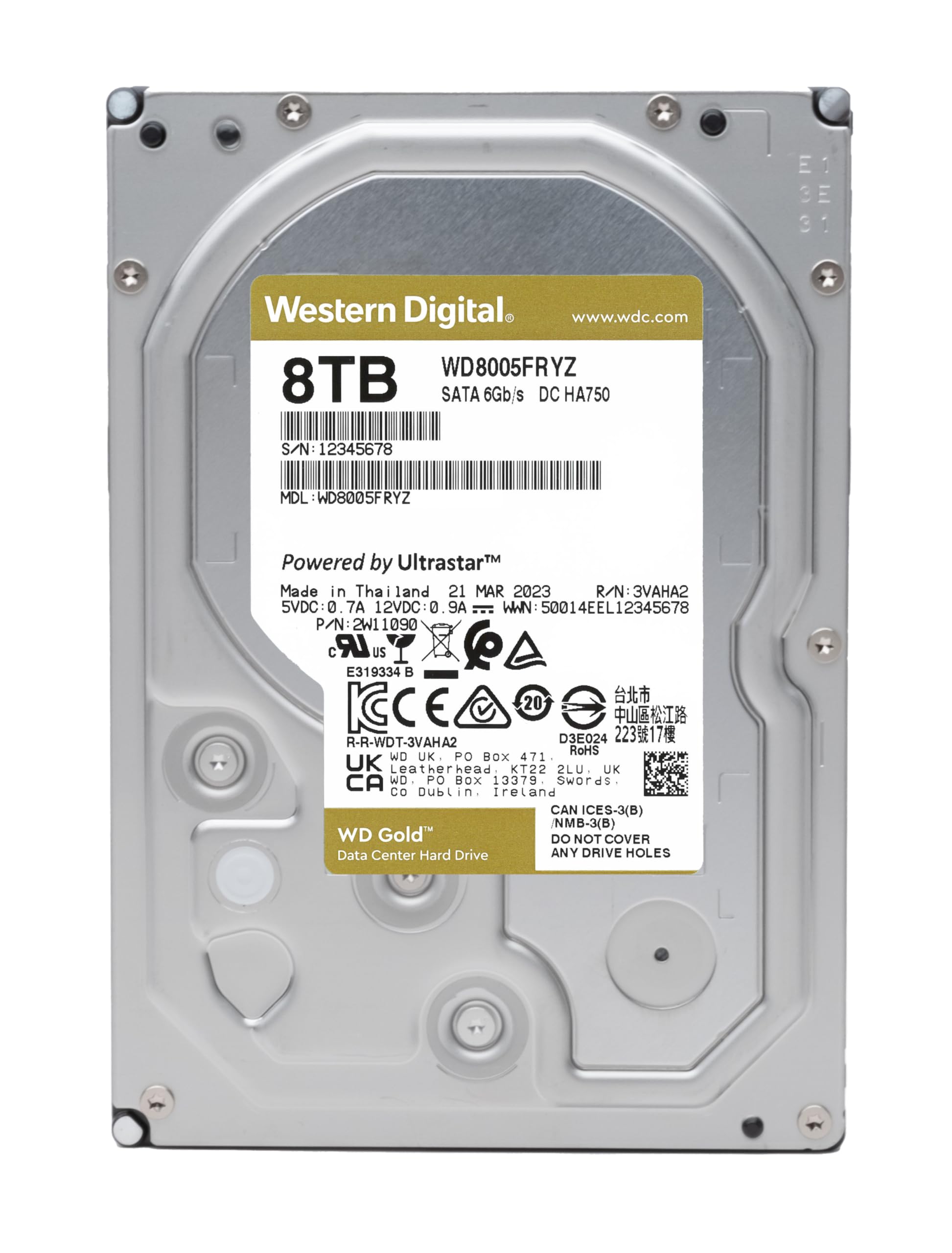 Western Digital 8TB WD Gold Enterprise Class Internal Hard Drive - 7200 RPM Class, SATA 6 Gb/s, 256 MB Cache, 3.5