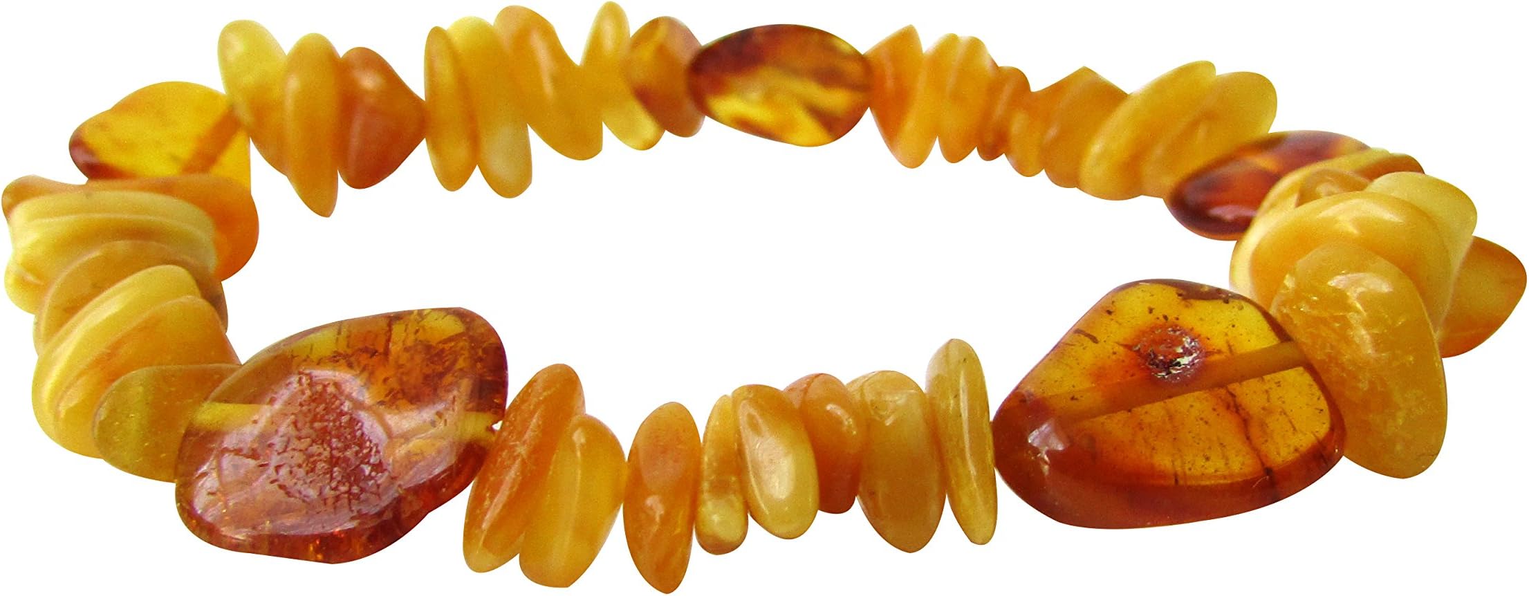 Amber Stretch Bracelet Anklet For Women Men ABB26 Mix Butterscotch and Honey Colour 19cm Polished Chips Beads By Amber Corner