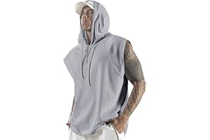 Aixdir Men's Workout Hooded Tank Tops Bodybuilding Muscle Cut Off T Shirt Sleeveless Gym Hoodies