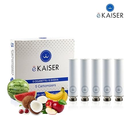 E-Zigarette | E-Liquid 5er Pack Weiß Cartomizer | Frucht-Mix | E-Shisha | für eKaiser Wiederaufladbar E-Shisha Zigarette (Apf