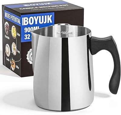 BOYUJK 900ML Candle Wax Melting Pot Dripless Pouring Pitcher Stainless Steel