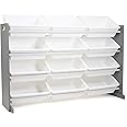 Humble Crew, Grey/White Kids Toy Organizer with 12 Large Storage Bins