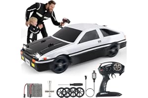 SANCO 1:12 Scale Hobby RC Car, 4WD 25 Mph High Speed RC Drift Car with LED Lights, 2 Batteries and 2 Set of Tires, 2.4GHz Retro Design Carros de Control Remoto, Idea Toy Car for Kids, Adult (White)
