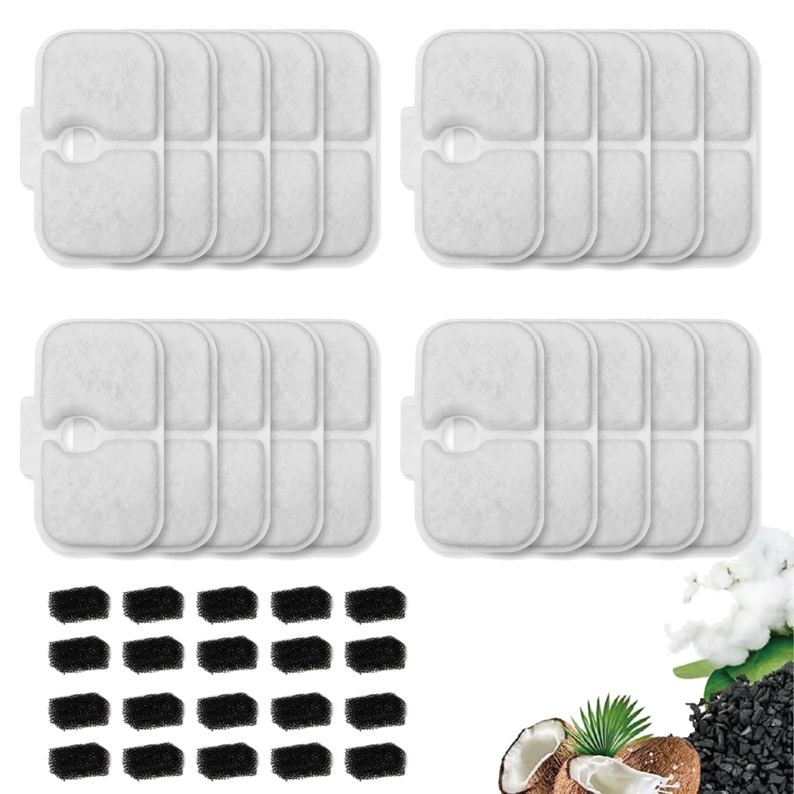 Photo 1 of 20 Packs Cat Water Fountain Filter Replacement Compatible with Dockstream Cat Water Fountain PLWF005/PLWF115/PLWF105,Triple Filtration System Replacement Filter with Pre-Filter Sponge