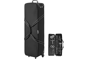 VEVOR Studio Equipment Trolley Case, 46.46 x 14.57 x 11.81 in / 118 x 37 x 30 cm, Rolling Camera Bag, Carrying Bag with Wheel
