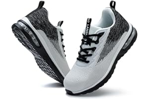 LANSNBO Steel Toe Shoes for Women Lightweight Breathable Safety Work Sneakers Non Slip Puncture Proof Utility Slip On Footwear for Industrial Construction