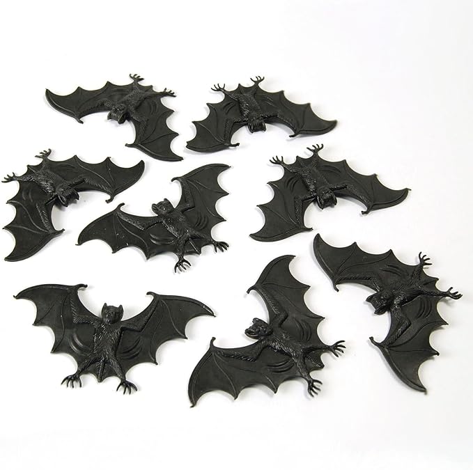 8 Mini Bats Scary Rubber Halloween Horror Spooky Vampire Toy Party