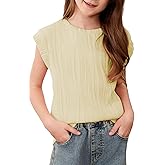 blibean Tween Girls Summer Short Sleeve Textured Tops Shirts Size 6-15 Years
