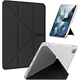 CLVervea iPad Pro 11" & Air 10.9" Case With Pencil Holder - Folding Folio Stand for iPad Air 6, 5 & 4 (2024-2020), 2022-2018 iPad Pro (1st-4th Gen) - Origami Design - Exquisite Black