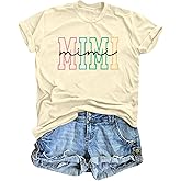MYHALF Mimi Shirts Women Grandma Shirt Cute Gigi Life Tshirt Mimi Letter Print Short Sleeve Clothes