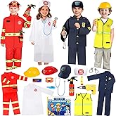 IVENRXIU Toddler Dress Up Clothes, Kids Role Play Costumes 4 In 1 Set-Police Doctor Fireman Engineer for Kids Boys and Girls 3-8, Career Dress Up Pretend Play Toys, Birthday Halloween Christmas Gifts