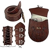 IncreDecor Renaissance Accessories with Renaissance Belt Medieval Embossed Belt Pouch Leather Bracers for Halloween Cosplay