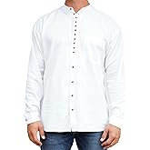 Civilian Irish Grandfather Collarless Shirt, Cotton and Linen Long-Sleeve Traditional Irish Shirt