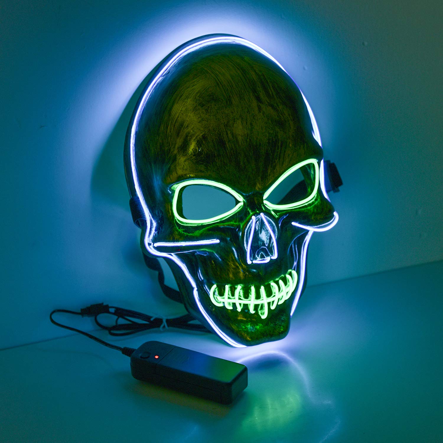 LED Halloween Mask,Scary mask with LED Light,Cosplay Glowing mask for Halloween Festival Party Gold