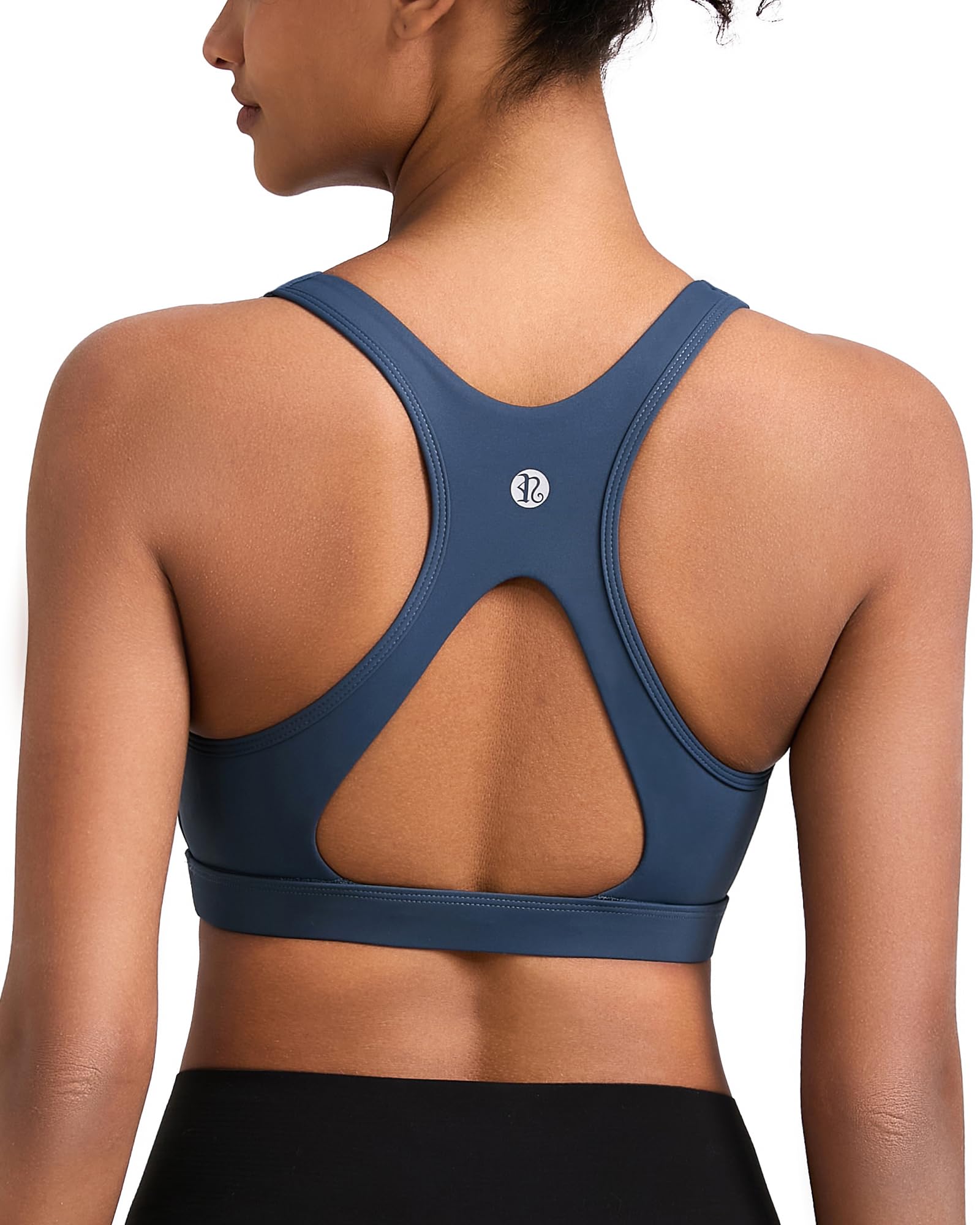 Photo 1 of RUNNING GIRL Sports Bras for Women High Support,Moulded Cup Racerback High Impact Workout Crop Tops for Women Large Bust(WX2997 Navy Blue L)