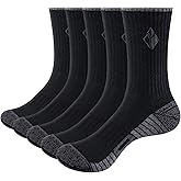 YUEDGE Men's Socks Moisture Wicking Cushioned Comfort Everyday Work Training Sports Athletic Crew Socks for Men, 5 Pairs