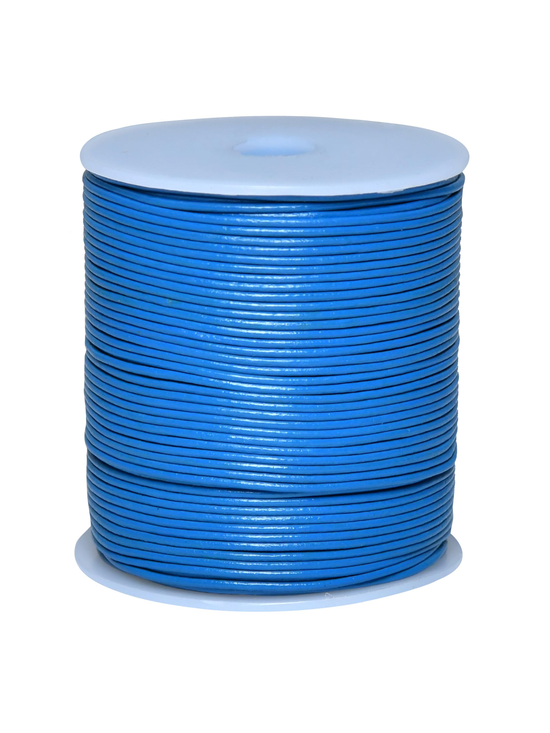Cords Essentials Round Genuine Leather Cord Cord for Jewelry Necklace Bracelet Braid Kumihimo Packaging Crafts and Hobby Projects (Blue, 1.5mm)