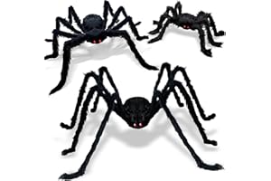 CH HAICHENG 3 Pcs Giant Spiders Halloween Decorations, Scary Large Spiders Outdoor Halloween Decorations Indoor Decorations