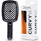 Janeke Curvy Hair Brush with Ergonomic Handle &ndash; Vented Brush for Blow Drying &amp; Smoothing &ndash; Anti Static Detangler for Thick, Curly &amp; Wet Hair (Black)