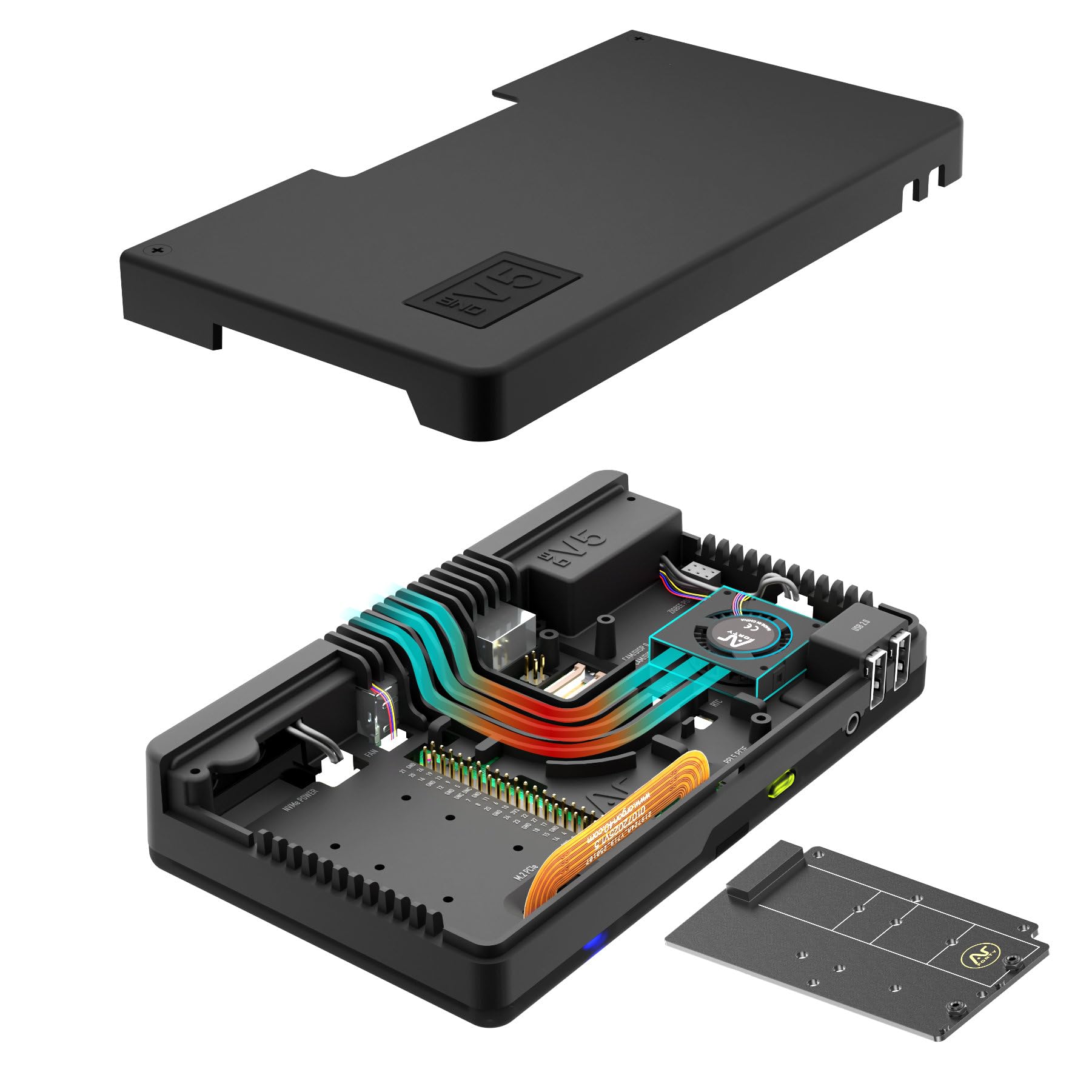 Photo 1 of Argon ONE V5 M.2 NVMe Case for Raspberry Pi 5 | Aluminum Pi 5 Case w/Active + Passive Cooling, Dual Full HDMI Port, NVMe M.2 SSD PCIe 2.0/3/0 Slot, DAC Audio, USB Expansion