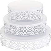 Hedume 3-Piece Cake Stand Set, Round Metal Cake Stands, Dessert Cupcake Stands, Cupcake Pastry Candy Plate for Wedding, Event, Birthday Party
