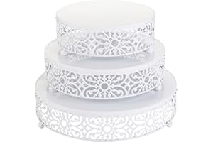 Hedume 3-Piece Cake Stand Set, Round Metal Cake Stands, Dessert Cupcake Stands, Cupcake Pastry Candy Plate for Wedding, Event, Birthday Party