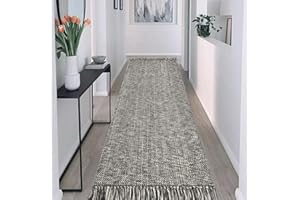 BUAGETUP Boho Hallway Runner Rug 2.6'x 8',Hand-Woven Washable Entryway Runner Rug Cotton Farmhouse Laundry Room Runner Rug for Bedroom Bathroom Sink Foyer Bedroom