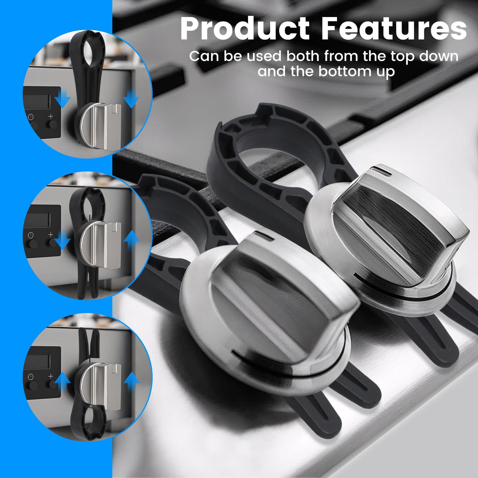 6 Pack Gas Stove Knob Locks, Stove Knob Locks for Child Safety, Gas Stove Knob Lock for Baby Safety, Prevent Children or Pets from Accidentally Turning on Gas Stove. Black