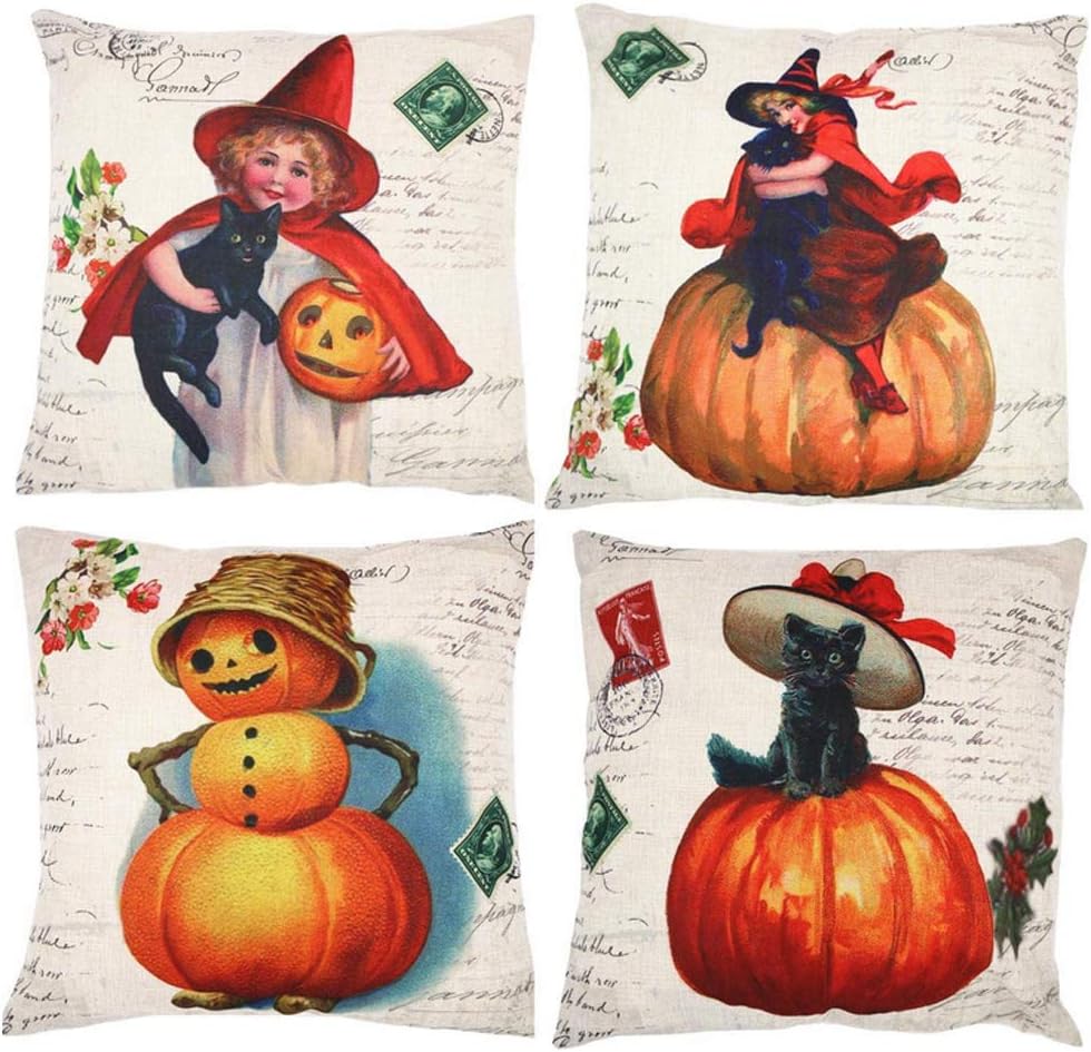 FENGJUN Autumn Pumpkin Thanksgiving Pillow Covers Set of 4, Throw Cushion Pillow Case for Home Decorations Unique Designs Pillowcase for Living Room Sofa
