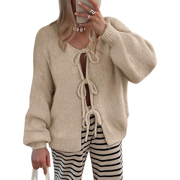 トップス andmary Lacey ribbon cardigan beige Lacey ribbon cardigan