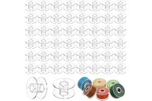 AHQIZFX 60 Pcs Clear Plastic Sewing Machine Bobbins, Bobbins for Brother Sewing Machine Class 15 Sewing Bobbins for SA156 Singer Janome Kenmore Machines Bobbins Spools Embroidery Bobbins Sewing Accessories