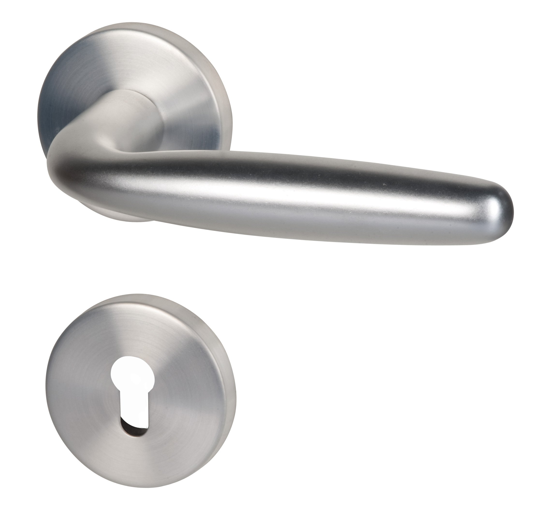 ALPERTEC Ray II – Stainless Steel Rosette Fitting for Front Doors in Anodised Aluminium Silver 40361010PO PZ Door Handle Set Door Fittings Door Handle