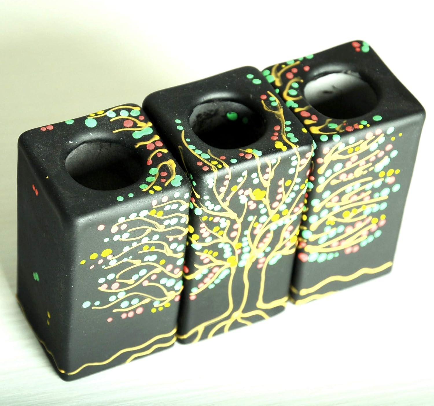 Magik Life Ceramic Candle Holder – Small Kitchen Decorations candlesticks Holders - Pillar Candle Holder - Decorative Candle Sticks - Tall Candle Holders 1 PCS (Black Decor)