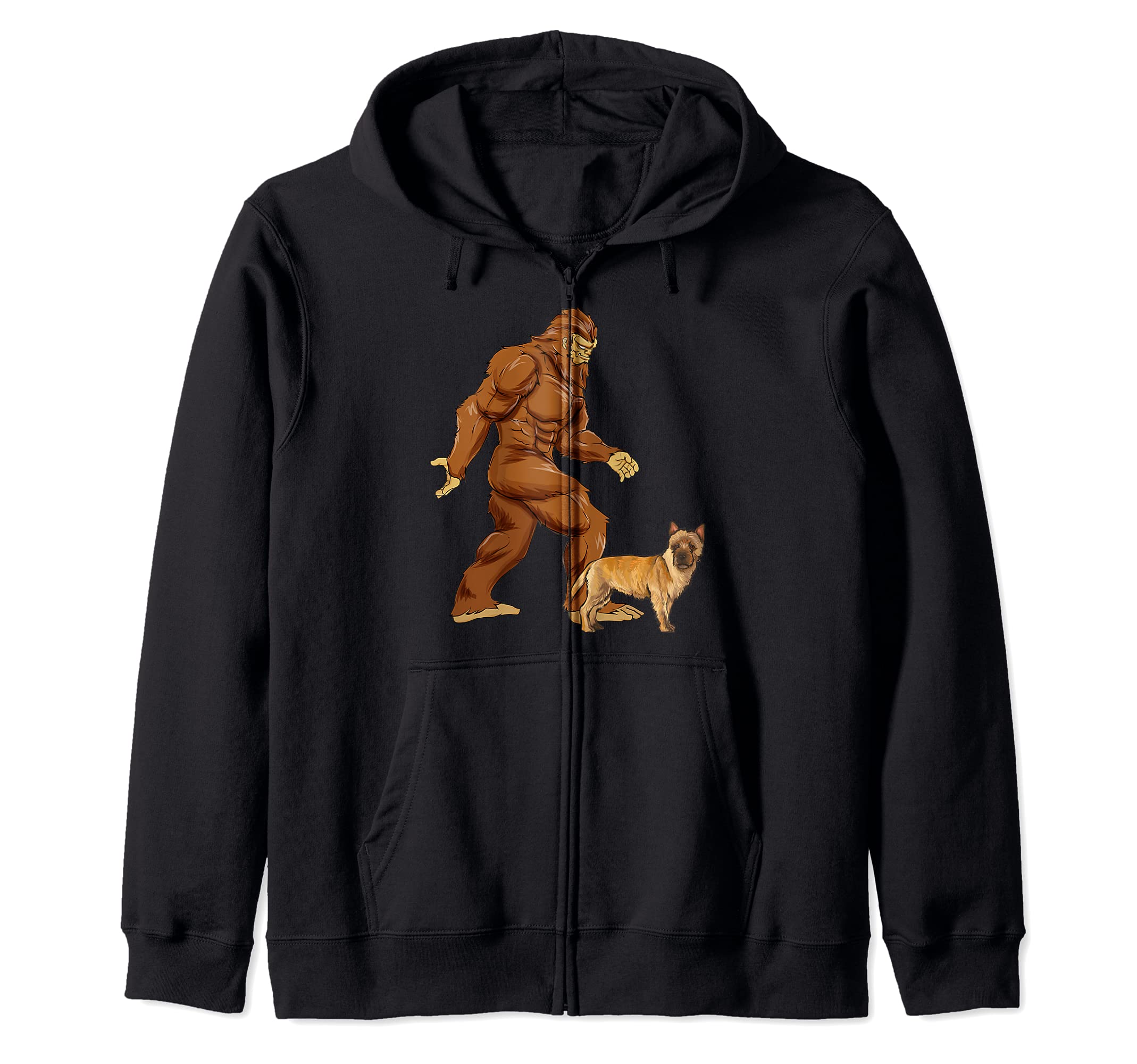 Funny Bigfoot Walking Cairn Terrier Sasquatch Dog Zip Hoodie