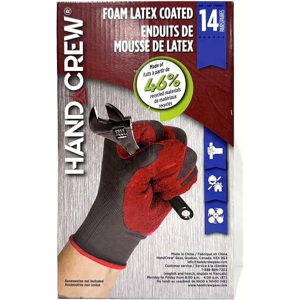 Hand Crew Foam Latex Coated Gloves, Large, 14 Pairs