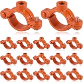 Otoolling 20 Pack 3/4" Split Ring Pipe Hanger Galvanized Bracket, Orange | Threaded Rod Compatible, Wall Ceiling Mount Hangers, Industrial Tubing Support Brackets, Galvanized Iron Construction