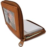 ag wallets Mens Zip Around Leather Wallet with Inserts (Tan)