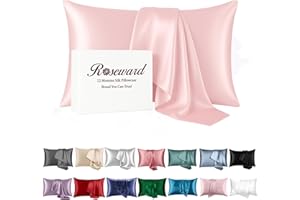 ROSEWARD Pink Mulberry Silk Pillowcase Queen Size - 22 Momme Silk Pillow Case for Sleeping Women, Luxury Hypoallergenic Acne Pillow Case, Anti-Breakage Self-Care Item, Girly Gifts, 1 Pc 20"x30" (Queen, Pink)