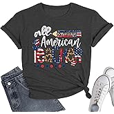 4th of July Shirts Women USA Shirt Patriotic T Shirt American Flag Shirt Bow Holiday Vacation Casual Outfit