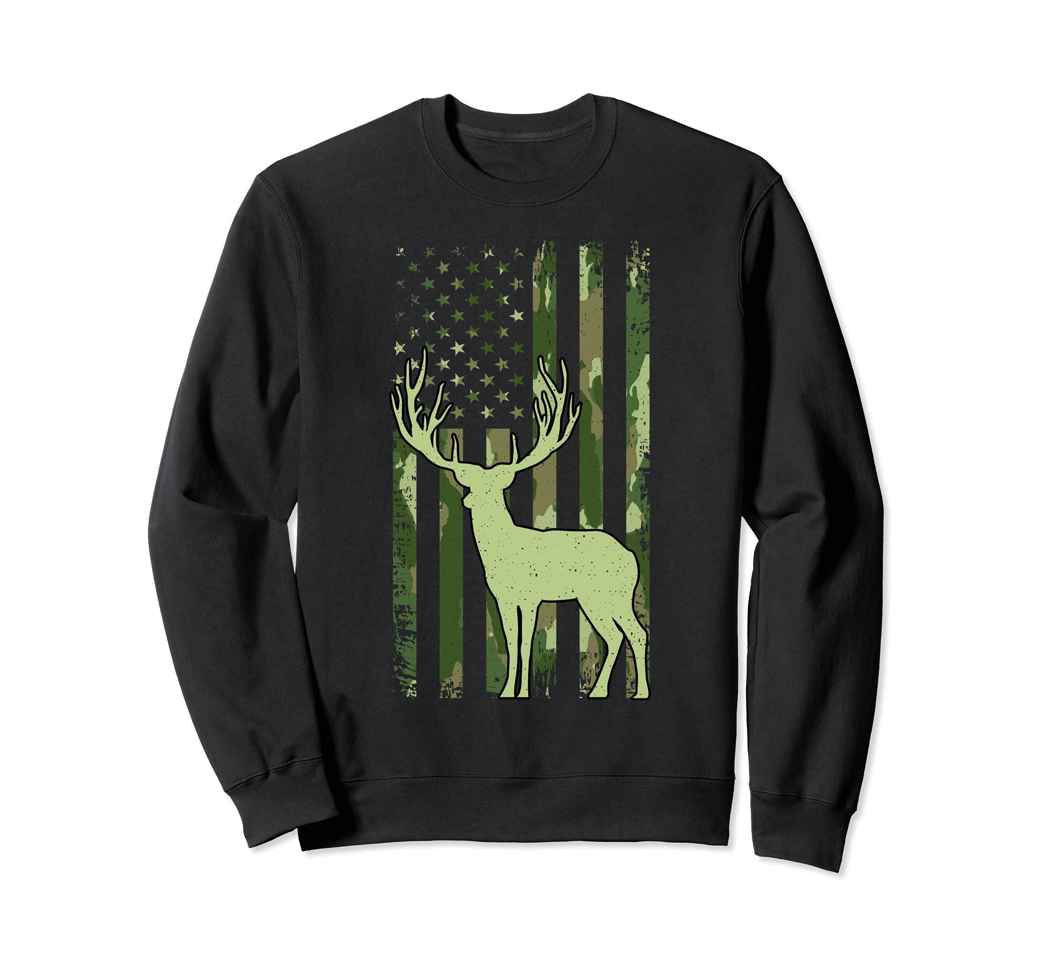Buck Deer Whitetails Hunting American Camouflage Flag Sweatshirt