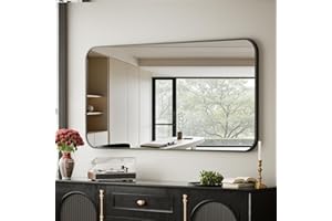 BEAUTYPEAK Wall Mirror 26" x 38" Rectangular Bathroom Mirror with Aluminum Alloy Frame, Rounded Corners Hanging Mirror for Li