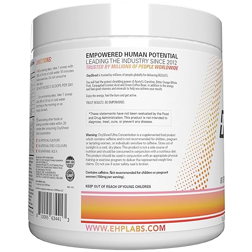 klow benefits peptide EHP Labs OxyShred Pre Workout Powder - Preworkout Powder with L Glutamine & Acetyl  L Carnitine, Energy Boost Drink - Peach Mango, 60 Servings in Kenya