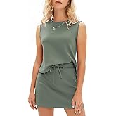 EXLURA Womens Summer 2 Piece Short Skirt Sets Sleeveless Top and Tennis Skorts Dressy Cotton Matching Sweatsuits Outfits 2026