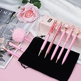 WEMATE 8Pcs Pink Ballpoint Pens Set Elegant 1.0mm Black Blue Ink view 3