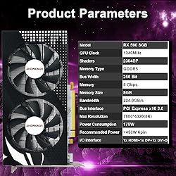 SHOWKINGS Radeon RX 590 GME Graphics Card, 8GB